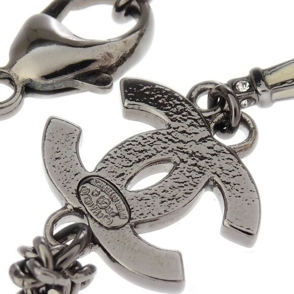 Chanel Eiffel Tower Artificial Pearl Rhinestone Silver Chain Necklace 06C 195598 - Picture 4 of 4